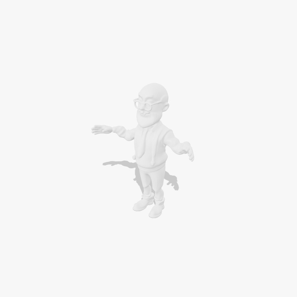 Professor Character Rigged and Animated with Distinctive Beard Sweater Vest